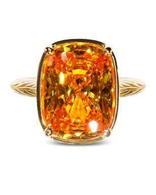 Sterling Silver Elongated Cushion Canary CZ Cocktail Ring