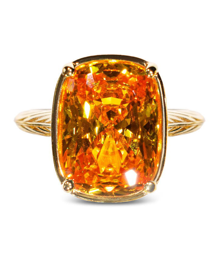 Sterling Silver Elongated Cushion Canary CZ Cocktail Ring