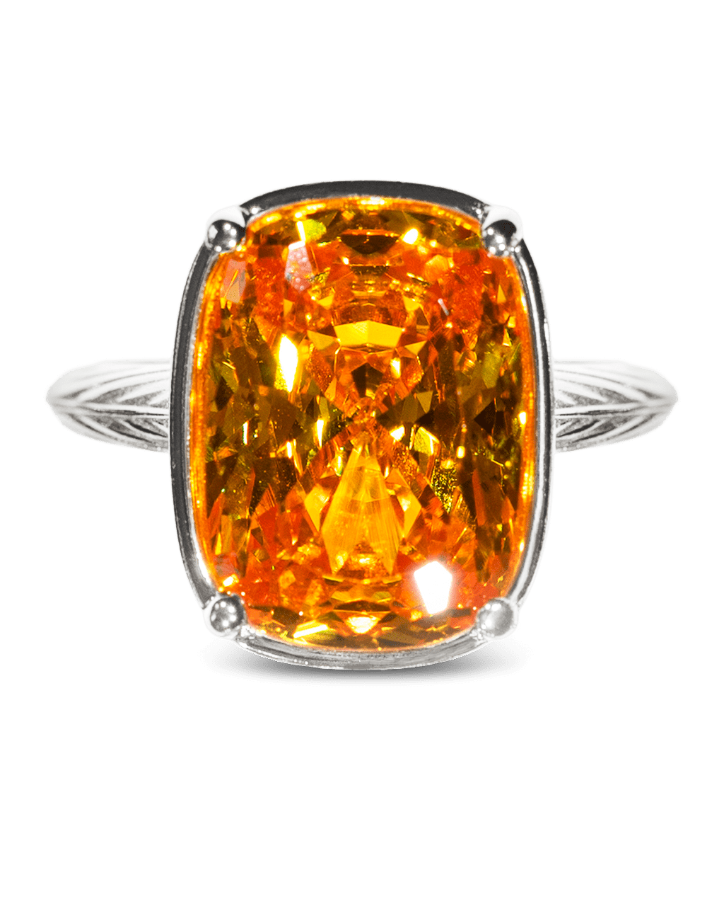 Sterling Silver Elongated Cushion Canary CZ Cocktail Ring - Sterling Forever