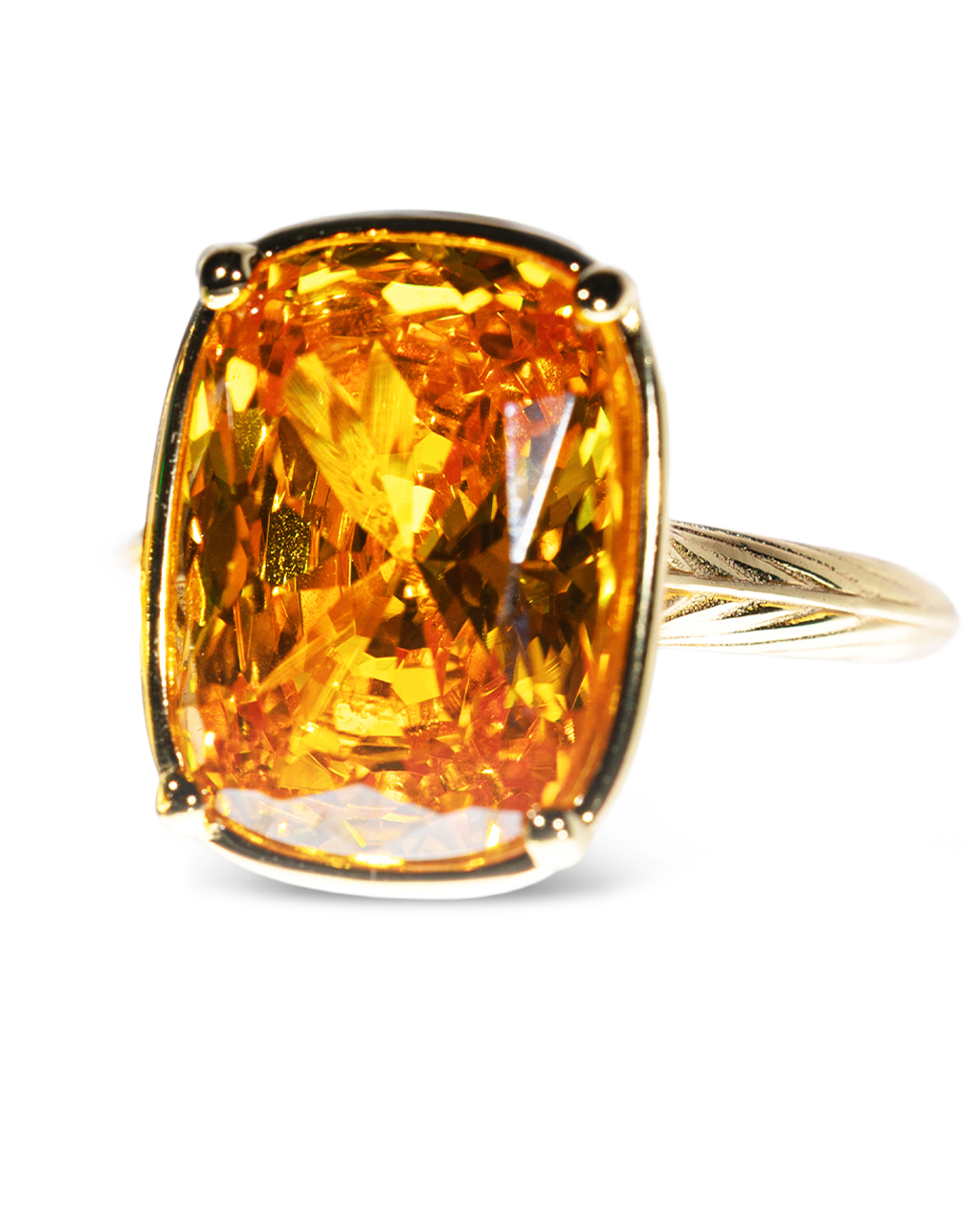 Sterling Silver Elongated Cushion Canary CZ Cocktail Ring - Sterling Forever