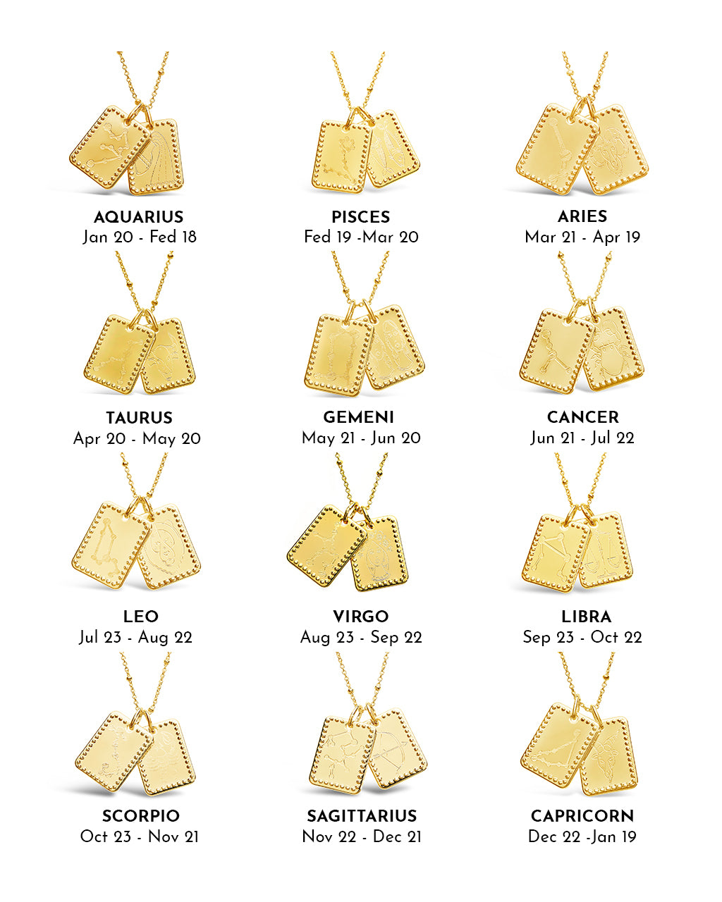 golden Zodiac sign Tag Necklace image