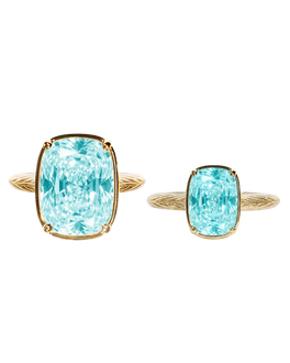Sterling Silver Aquamarine Elongated Cushion Ring - Original & Mini Bundle