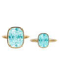 Sterling Silver Aquamarine Elongated Cushion Ring - Original & Mini Bundle