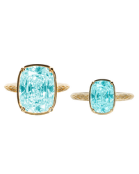 Sterling Silver Aquamarine Elongated Cushion Ring - Original & Mini Bundle