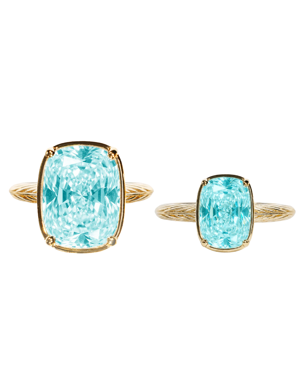 Sterling Silver Aquamarine Elongated Cushion Ring - Original & Mini Bundle