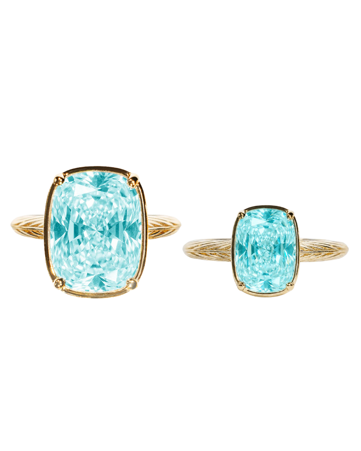 Sterling Silver Aquamarine Elongated Cushion Ring - Original & Mini Bundle