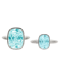 Sterling Silver Aquamarine Elongated Cushion Ring - Original & Mini Bundle