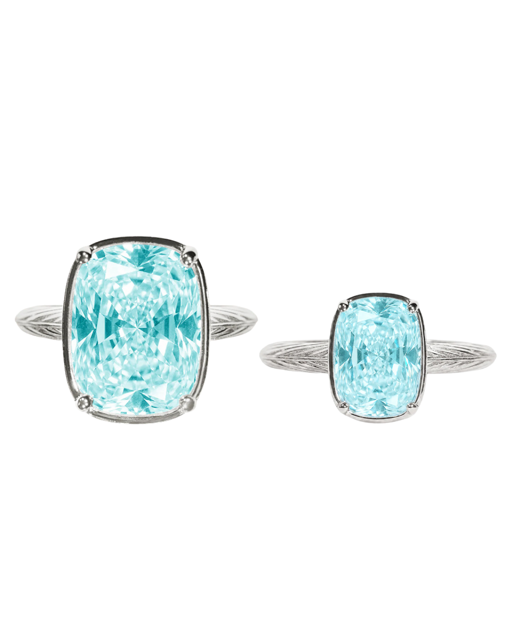 Sterling Silver Aquamarine Elongated Cushion Ring - Original & Mini Bundle