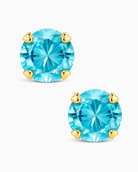 Sterling Silver 7mm Aquamarine CZ Stud Earrings