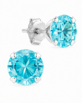 Sterling Silver 7mm Aquamarine CZ Stud Earrings