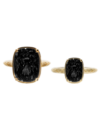 Sterling Silver Black Elongated Cushion Ring - Original & Mini Bundle