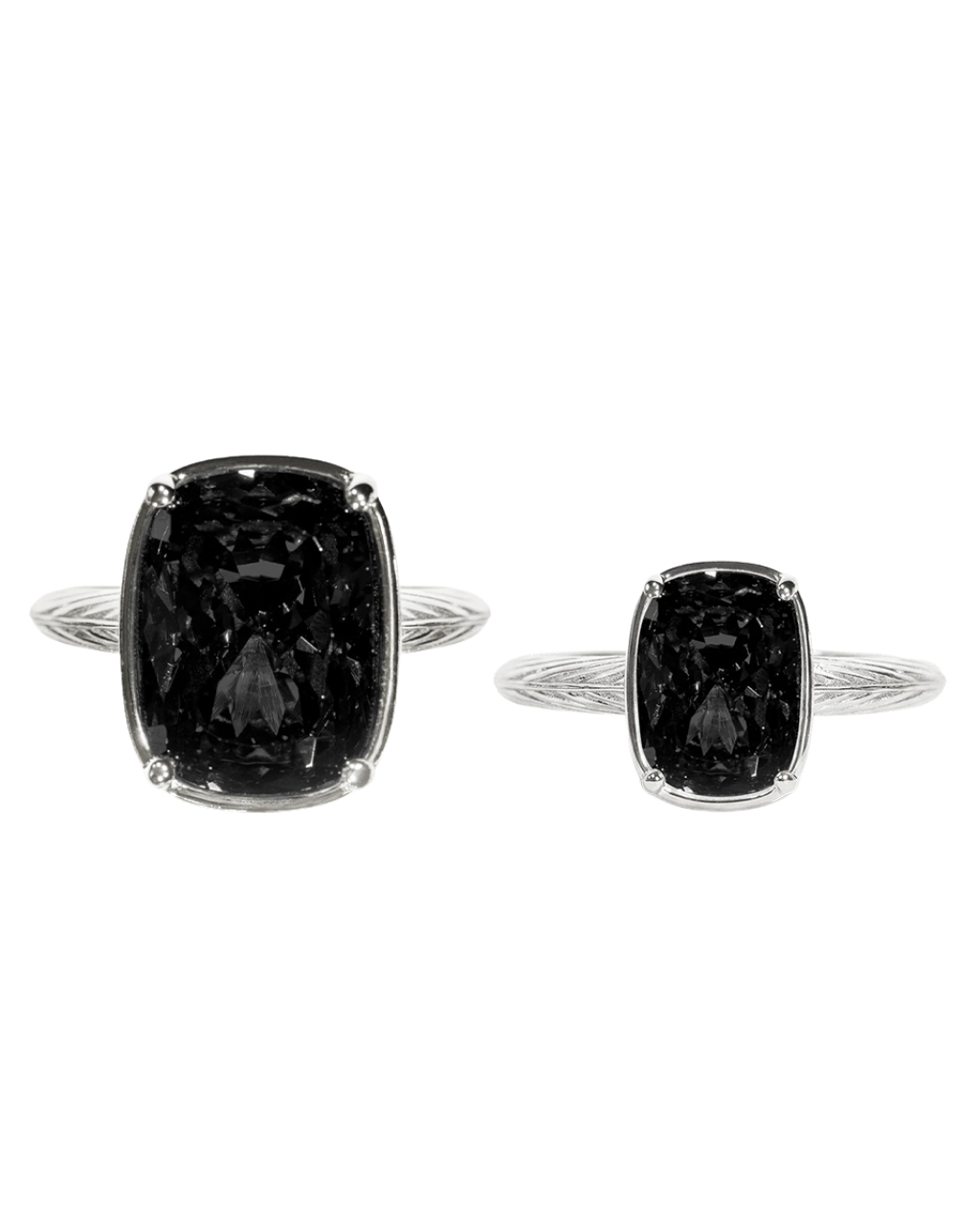 Sterling Silver Black Elongated Cushion Ring - Original & Mini Bundle