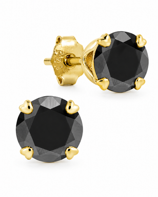 Sterling Silver 7mm Black CZ Stud Earrings