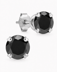 Sterling Silver 7mm Black CZ Stud Earrings