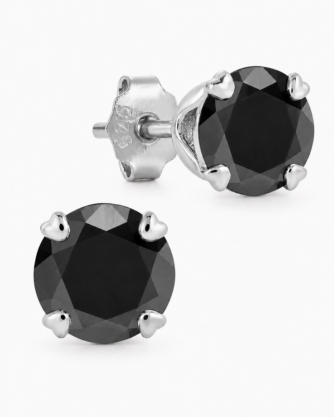 Sterling Silver 7mm Black CZ Stud Earrings