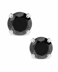 Sterling Silver 7mm Black CZ Stud Earrings