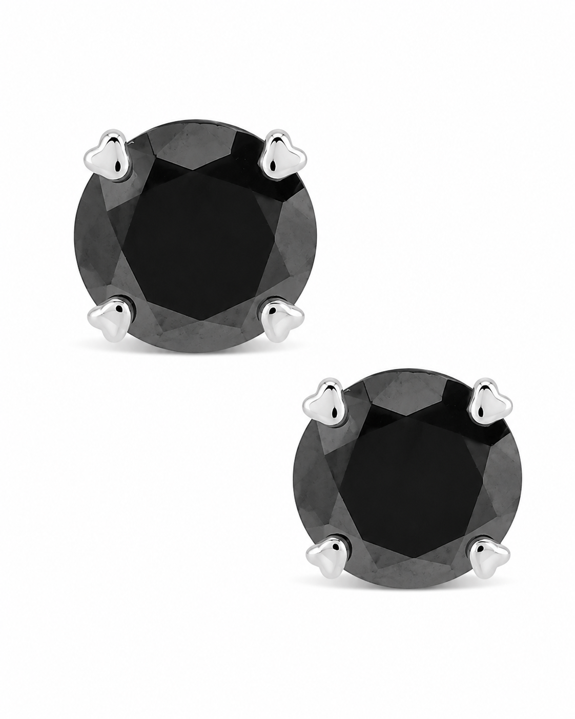 Sterling Silver 7mm Black CZ Stud Earrings