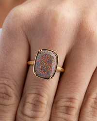 Sterling Silver Brown Opal Elongated Cushion Ring