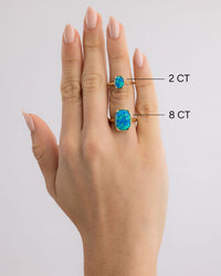 Sterling Silver Caribbean Blue Opal Elongated Cushion Ring