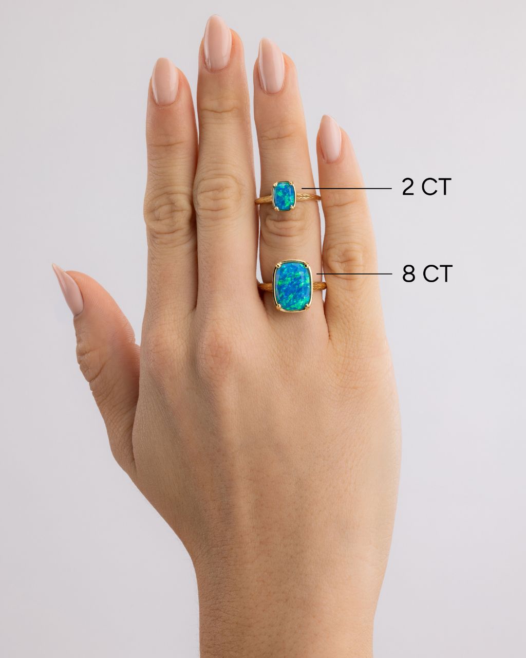 Sterling Silver Caribbean Blue Opal Elongated Cushion Ring