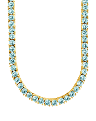 Cecil Aquamarine CZ Tennis Necklace