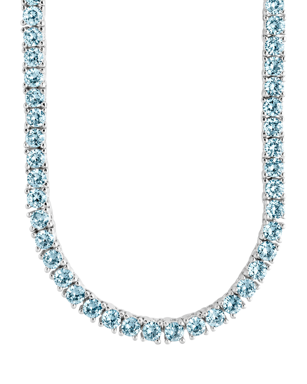 Cecil Aquamarine CZ Tennis Necklace