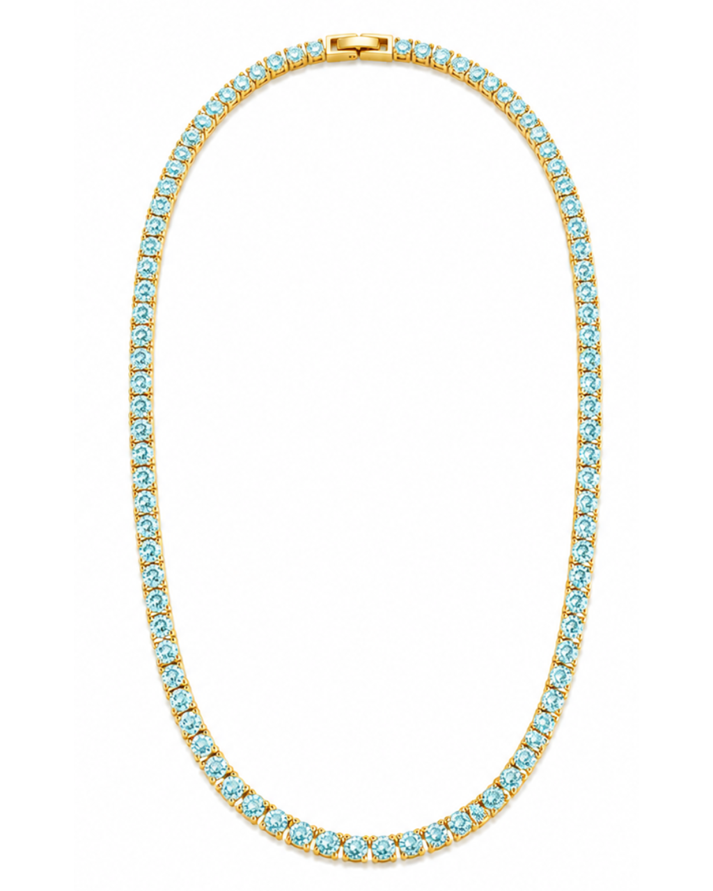 Cecil Aquamarine CZ Tennis Necklace