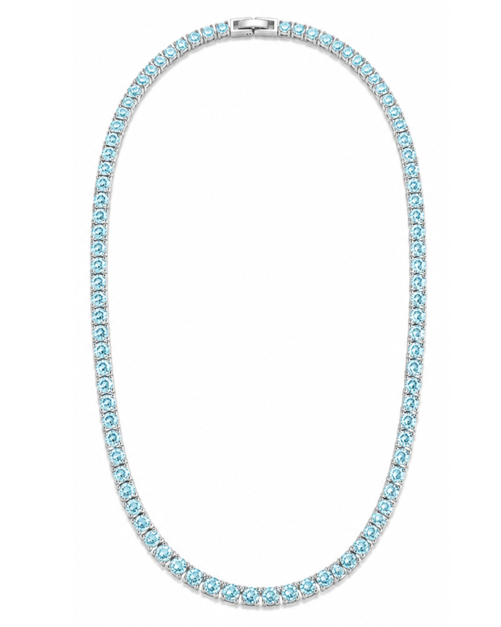 Cecil Aquamarine CZ Tennis Necklace