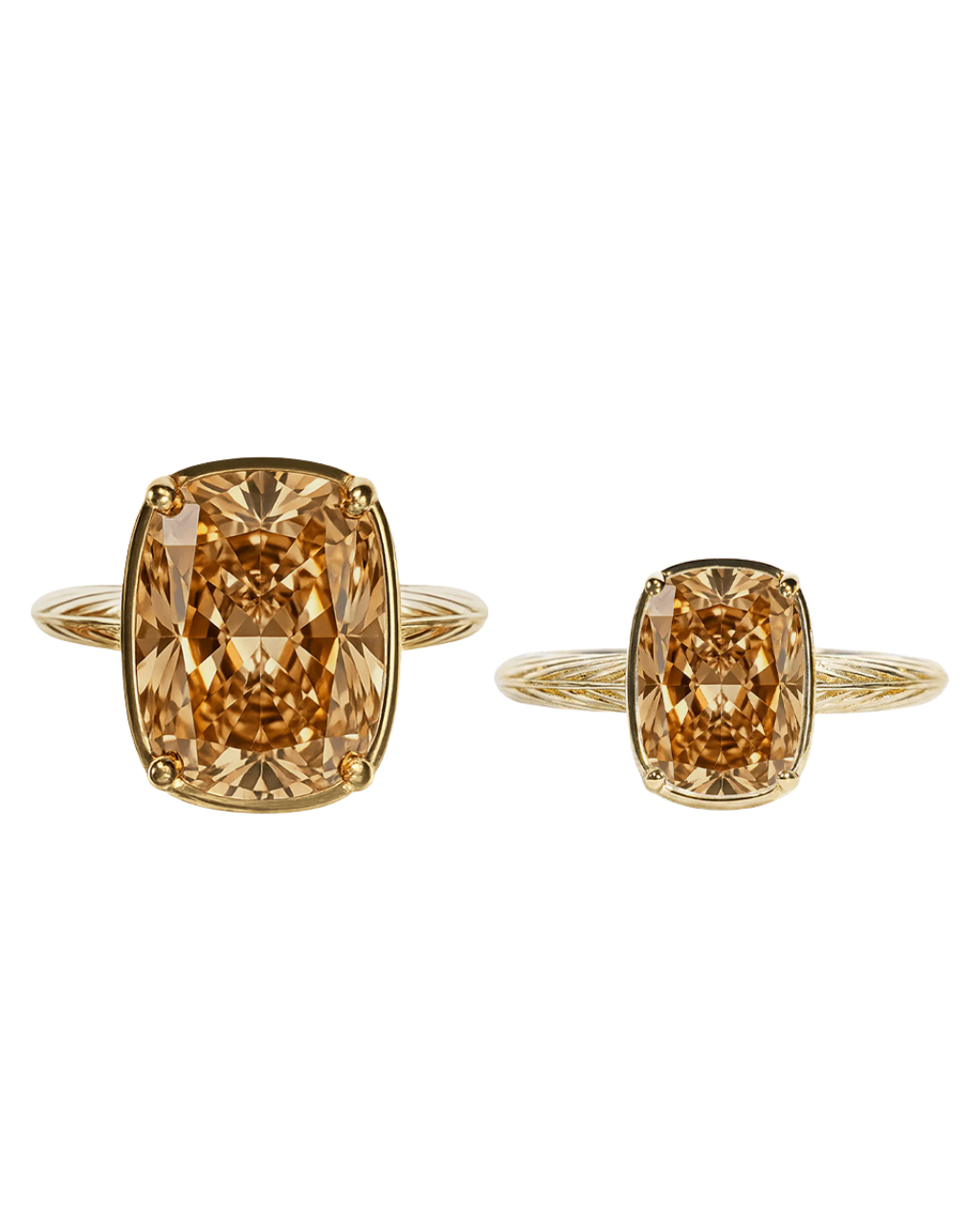 Sterling Silver Champagne Elongated Cushion Ring - Original & Mini Bundle