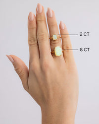 Sterling Silver Champagne Fire Opal Elongated Cushion Ring