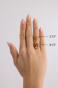 Sterling Silver Mini Champagne Elongated Cushion Ring
