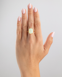 Sterling Silver Champagne Fire Opal Elongated Cushion Ring