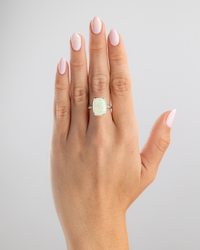 Sterling Silver Champagne Fire Opal Elongated Cushion Ring