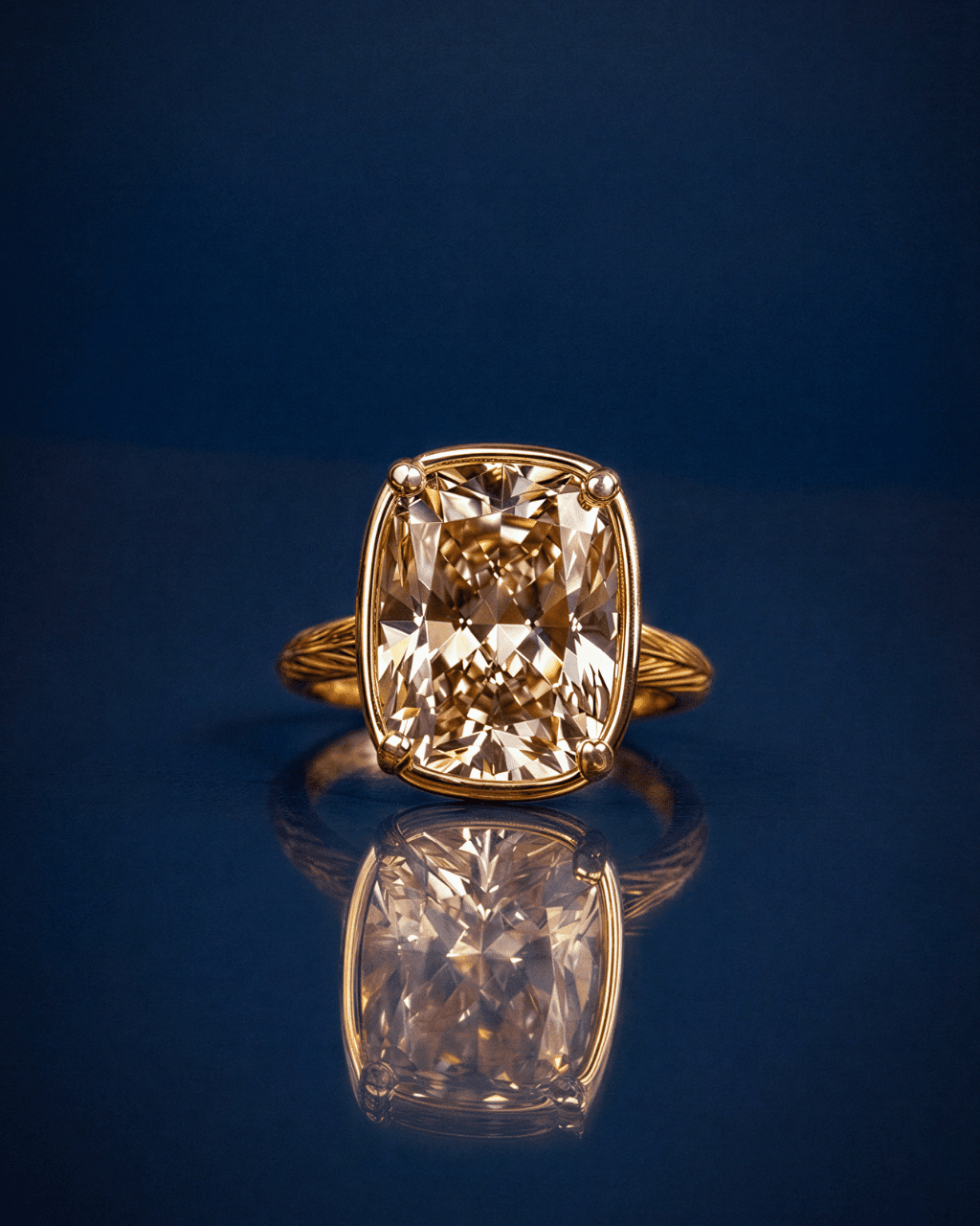 Sterling Silver Elongated Cushion Champagne CZ Cocktail Ring - Sterling Forever