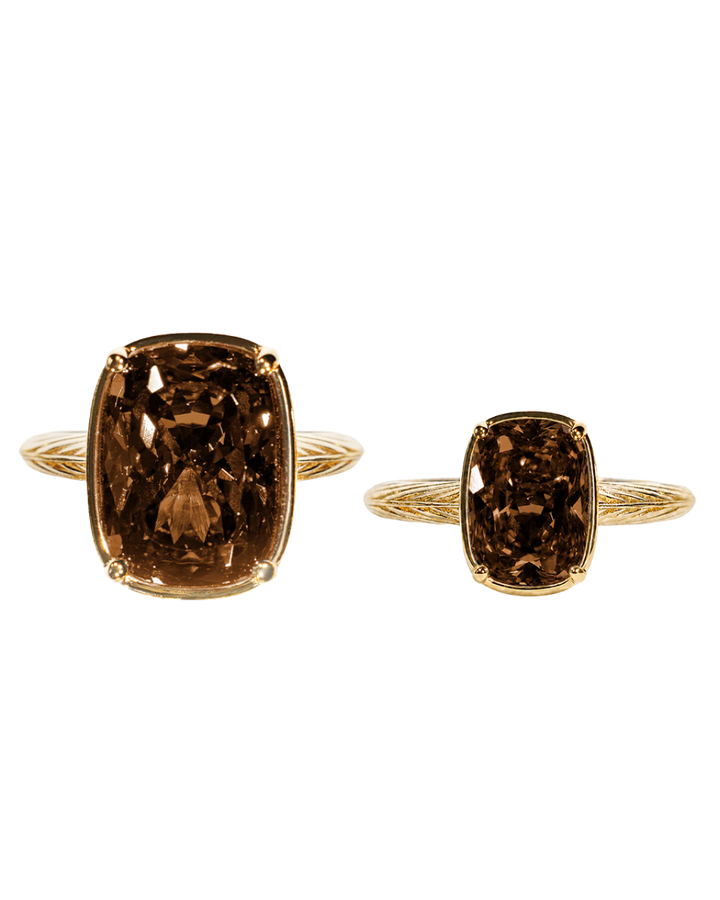 Sterling Silver Chocolate Elongated Cushion Ring - Original & Mini Bundle