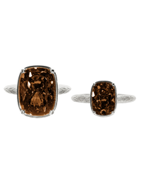 Sterling Silver Chocolate Elongated Cushion Ring - Original & Mini Bundle