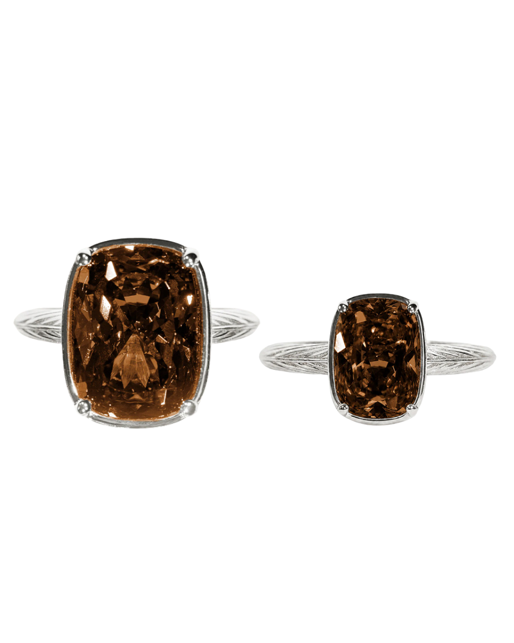 Sterling Silver Chocolate Elongated Cushion Ring - Original & Mini Bundle