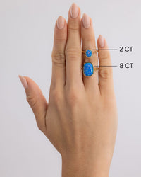 Sterling Silver Mini Cobalt Blue Opal Elongated Cushion Ring