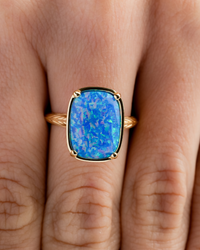 Sterling Silver Cobalt Blue Opal Elongated Cushion Ring