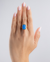 Sterling Silver Cobalt Blue Opal Elongated Cushion Ring