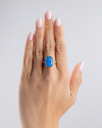 Sterling Silver Cobalt Blue Opal Elongated Cushion Ring