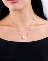 Sterling Silver Elongated Cushion Paperclip Chain Necklace