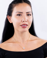 Sterling Silver Elongated Cushion Wheat Chain Necklace