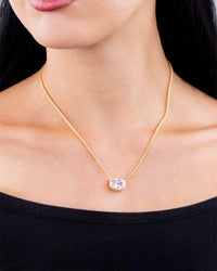 Sterling Silver Elongated Cushion Wheat Chain Necklace