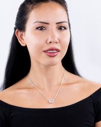 Sterling Silver Elongated Cushion Wheat Chain Necklace