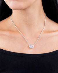 Sterling Silver Elongated Cushion Wheat Chain Necklace