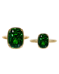 Sterling Silver Emerald Elongated Cushion Ring - Original & Mini Bundle