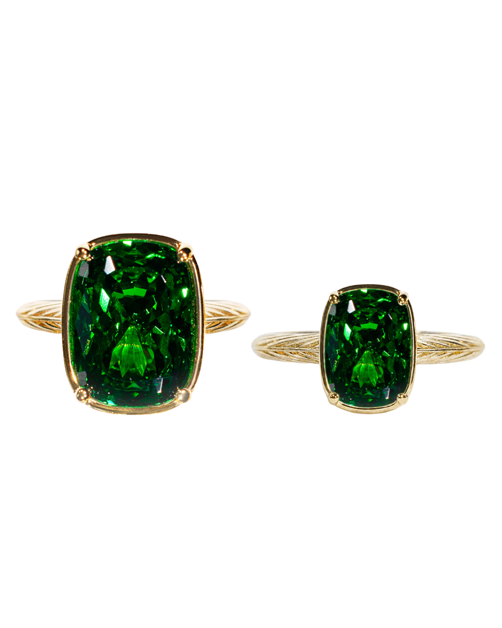 Sterling Silver Emerald Elongated Cushion Ring - Original & Mini Bundle