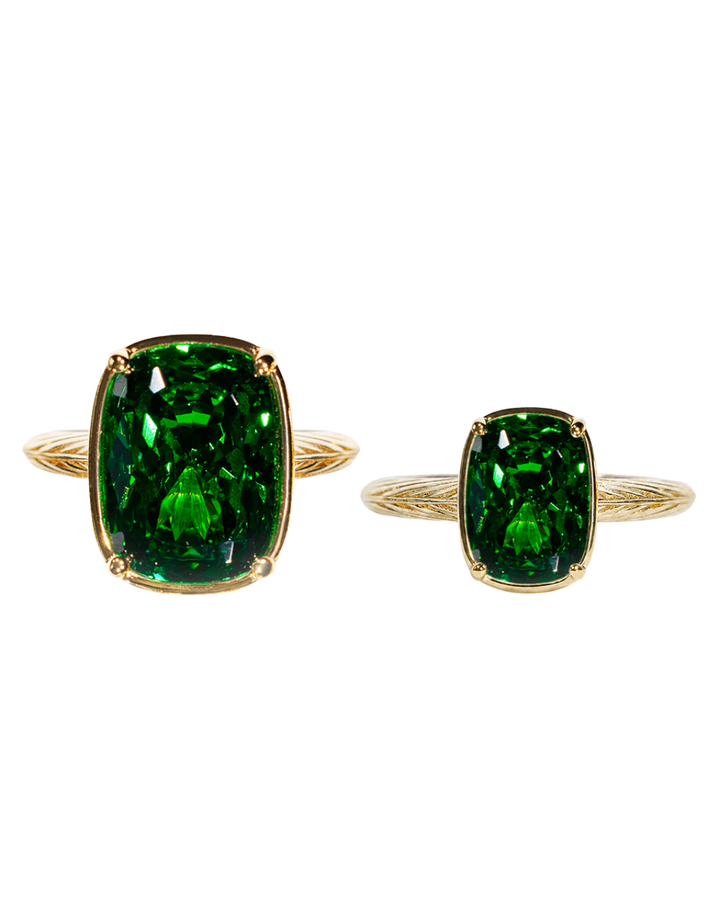Sterling Silver Emerald Elongated Cushion Ring - Original & Mini Bundle