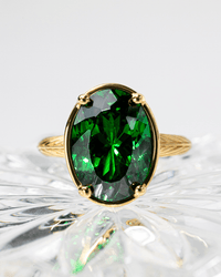 Sterling Silver Oval Cut Emerald CZ Cocktail Ring - Sterling Forever